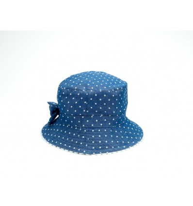 bucket sun protection hat denim dots