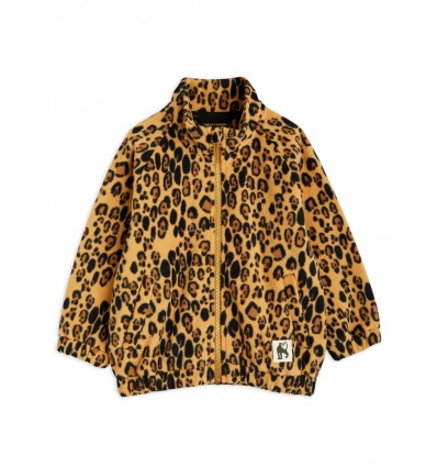 leopard fleece zip jacket beige