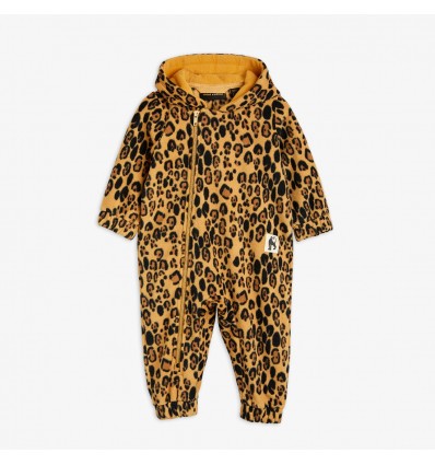 leopard fleece zip baby onesie