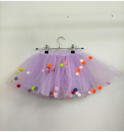 lilac pompom tutu skirt