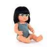 Asian doll with glasses 38 cm