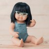 Asian doll with glasses 38 cm