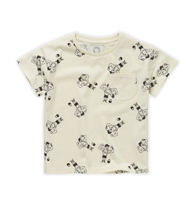 t-shirt strong man print white