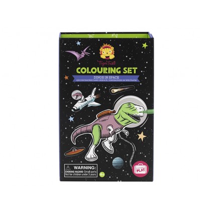 set para colorear dinos espacio