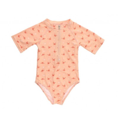 Swimsuit with zipper crab coral