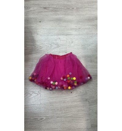 falda tutú pompom fucsia