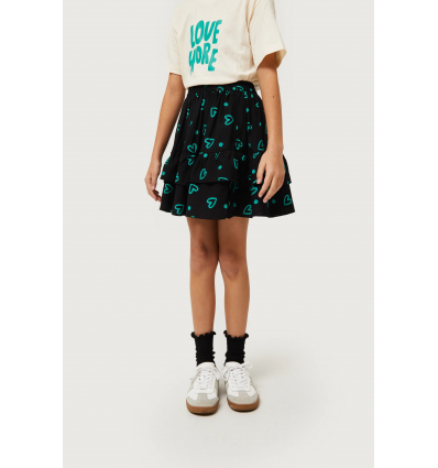 short skirt black with green hearts