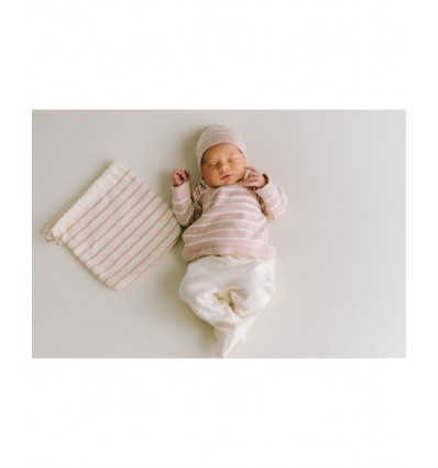 newborn take me home knitted outfit rose stripe