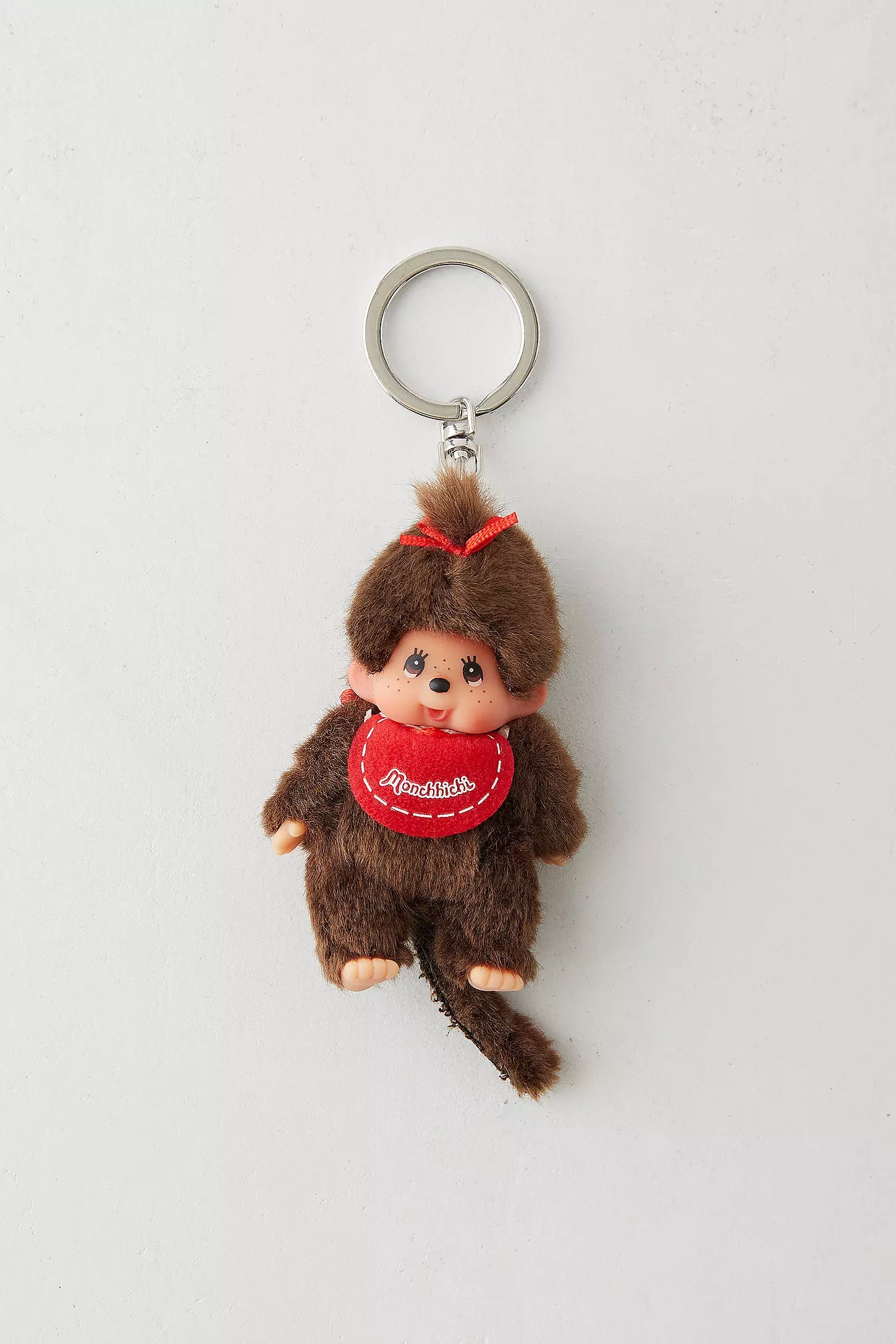 Monchhichi Keychain Classic Girl Red Bib