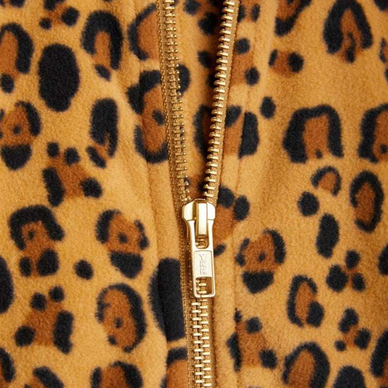 chaqueta polar cremallera leopardo beige