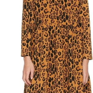 vestido básico leopardo manga larga