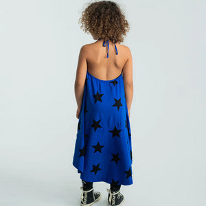 Vestido atado cuello azul estrellas