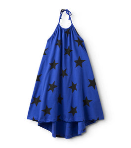 Vestido atado cuello azul estrellas