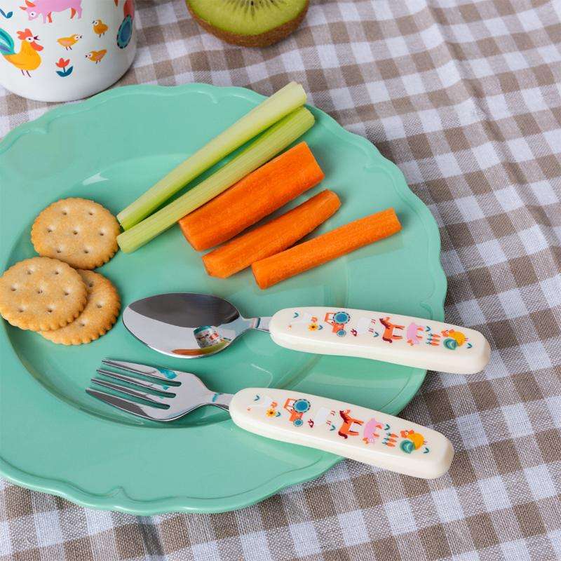 Set De Cubiertos Infantiles De Acero Inoxidable - 4 Piezas Con Diseño De Animales, Ideal Para Niños