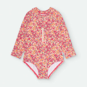 Bañador manga larga flores liberty rojo