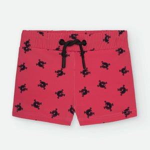 Boxer de baño calaveritas rojo