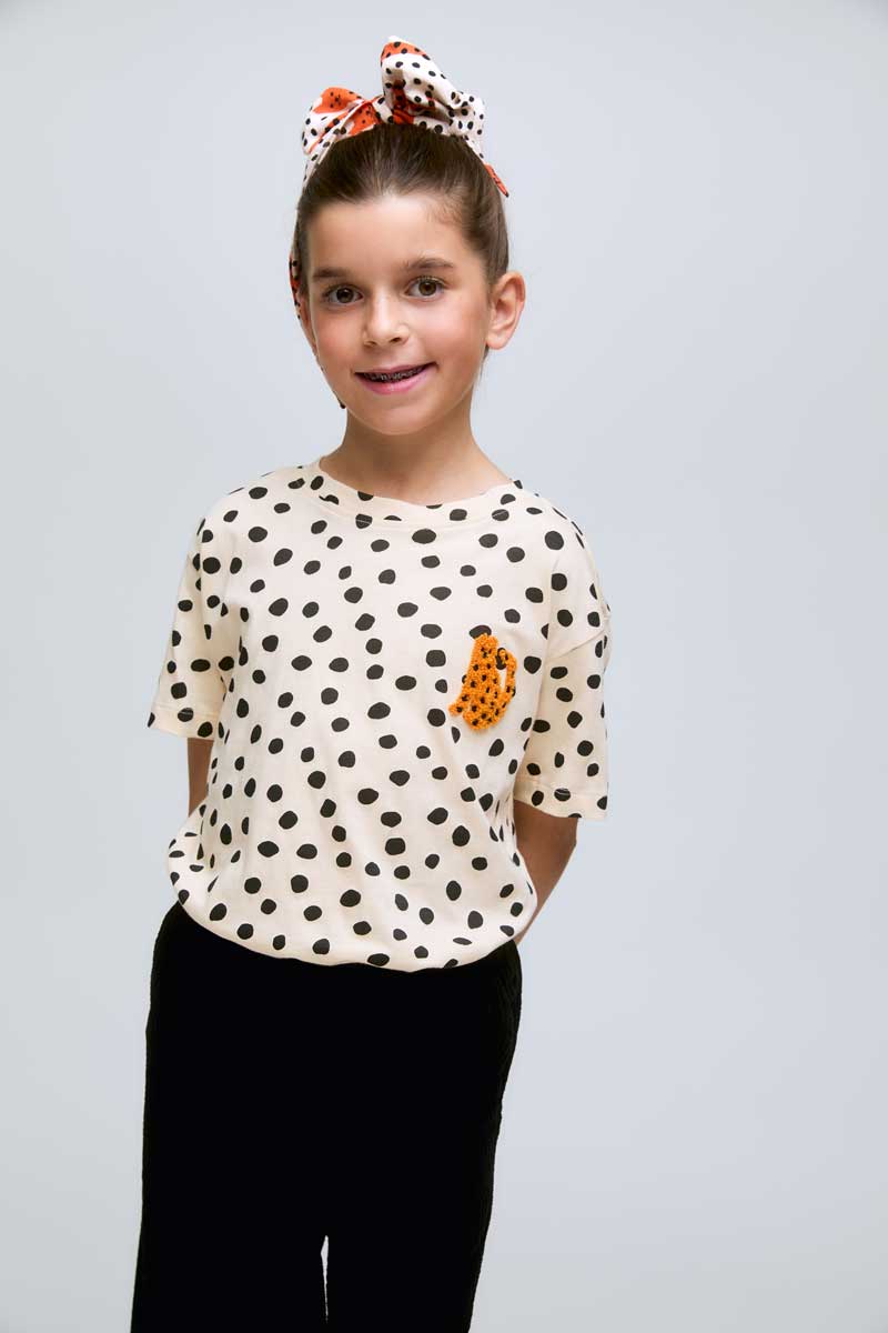 Leopard print polka dot T-shirt