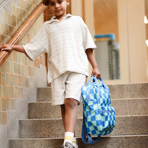 Mochila Escolar Cuadros Verdes