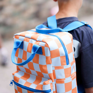 Mochila Escolar Cuadros Naranjas