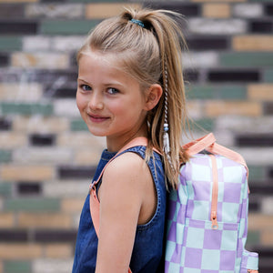 Mochila Escolar Cuadros Lilas