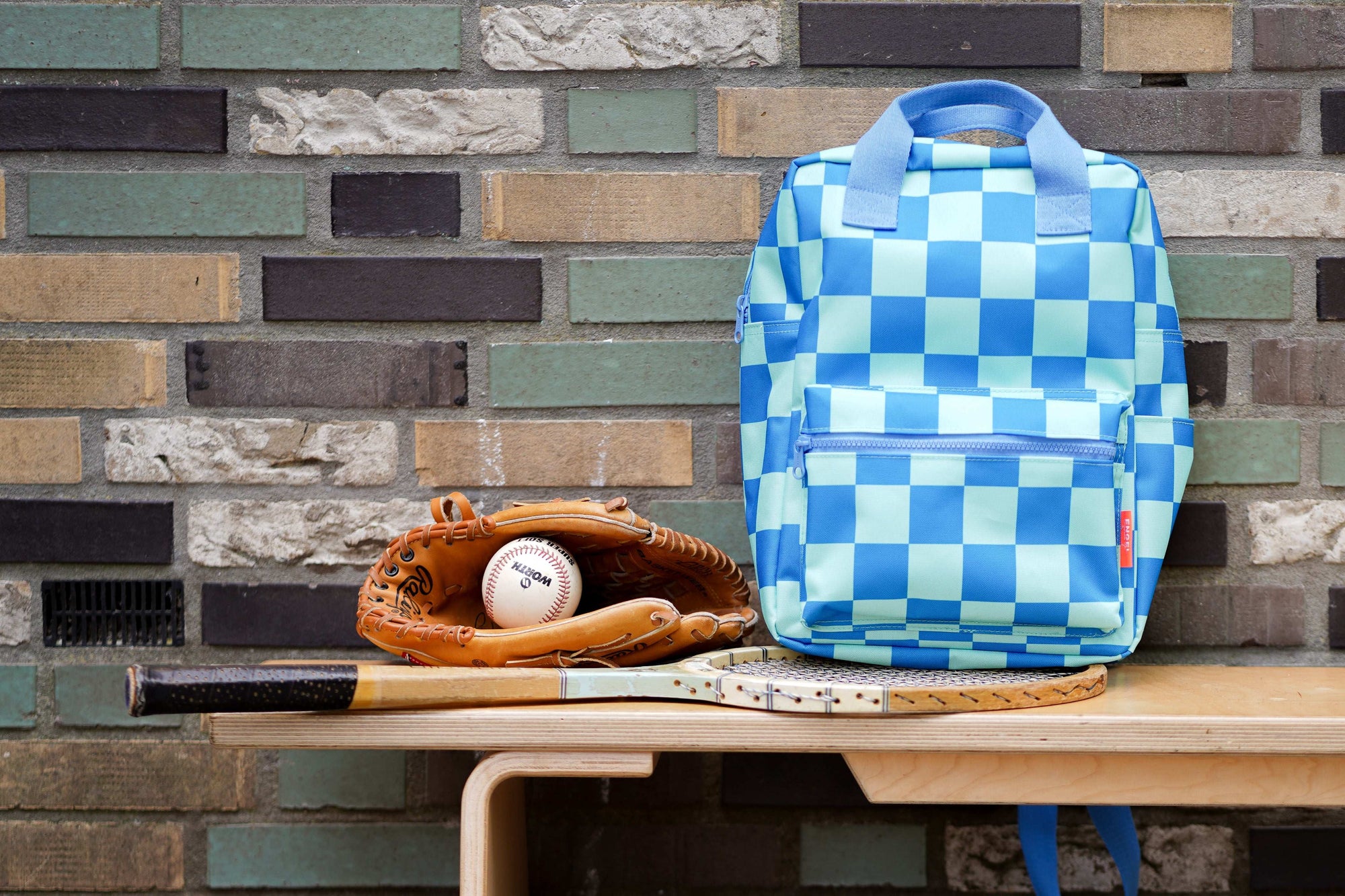 Mochila Escolar Cuadros Verdes