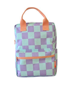 Mochila Escolar Cuadros Lilas
