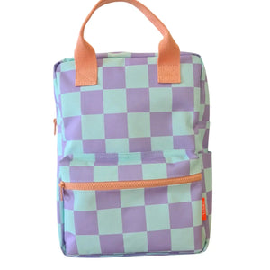 Mochila Escolar Cuadros Lilas