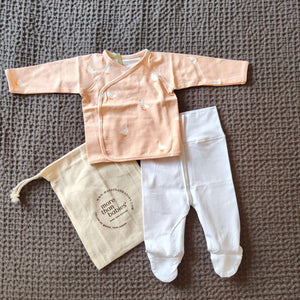 Conjunto manga larga pato rosa