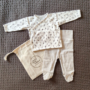 Conjunto manga larga hojas y rayas