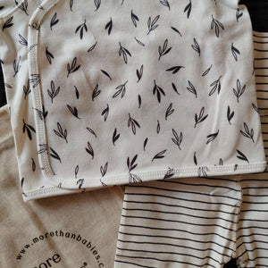 Conjunto manga larga hojas y rayas