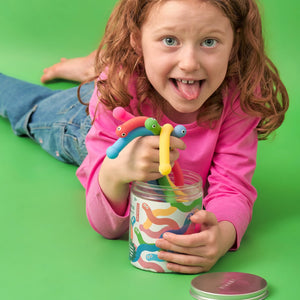 Lata gusanos elásticos multicolor