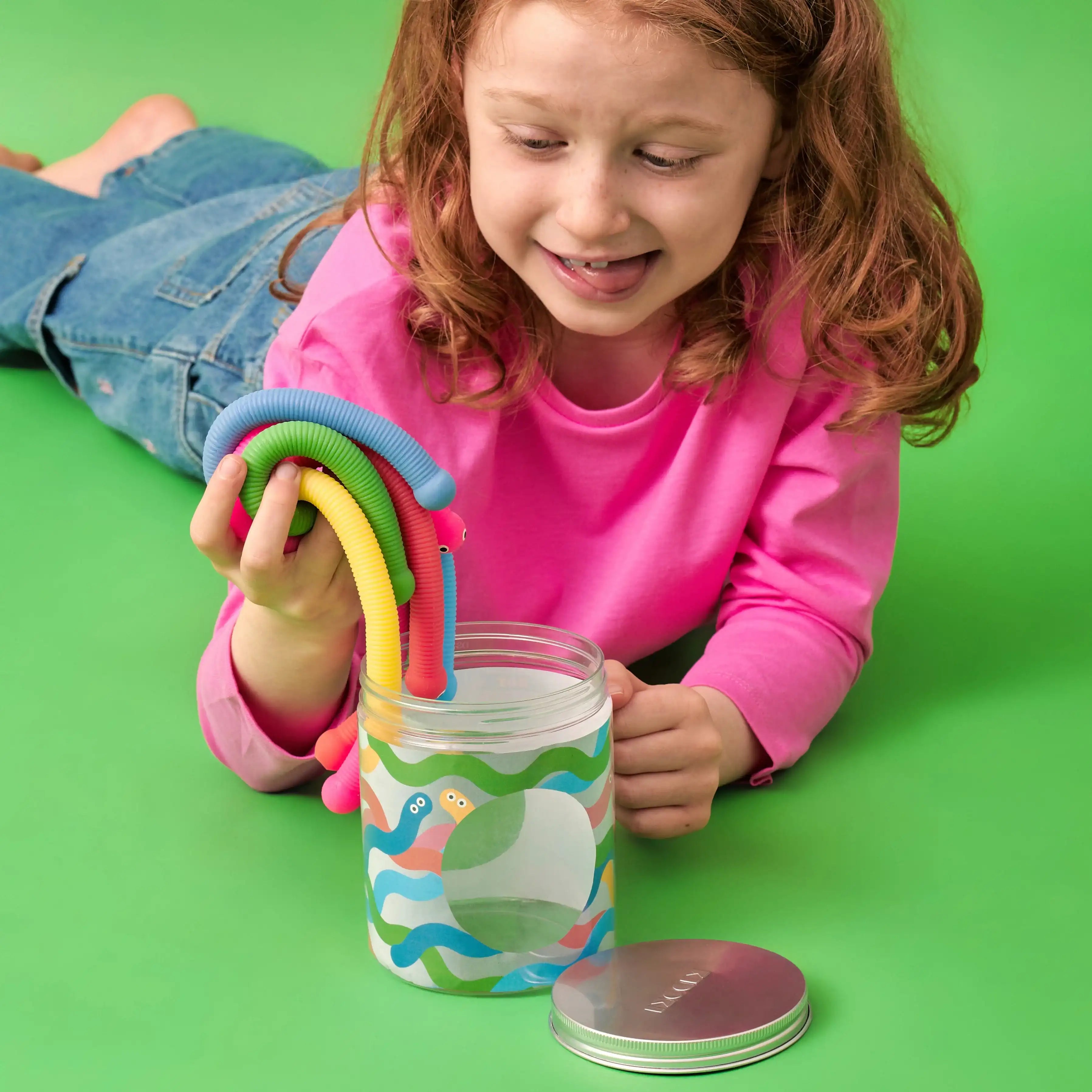 Lata gusanos elásticos multicolor