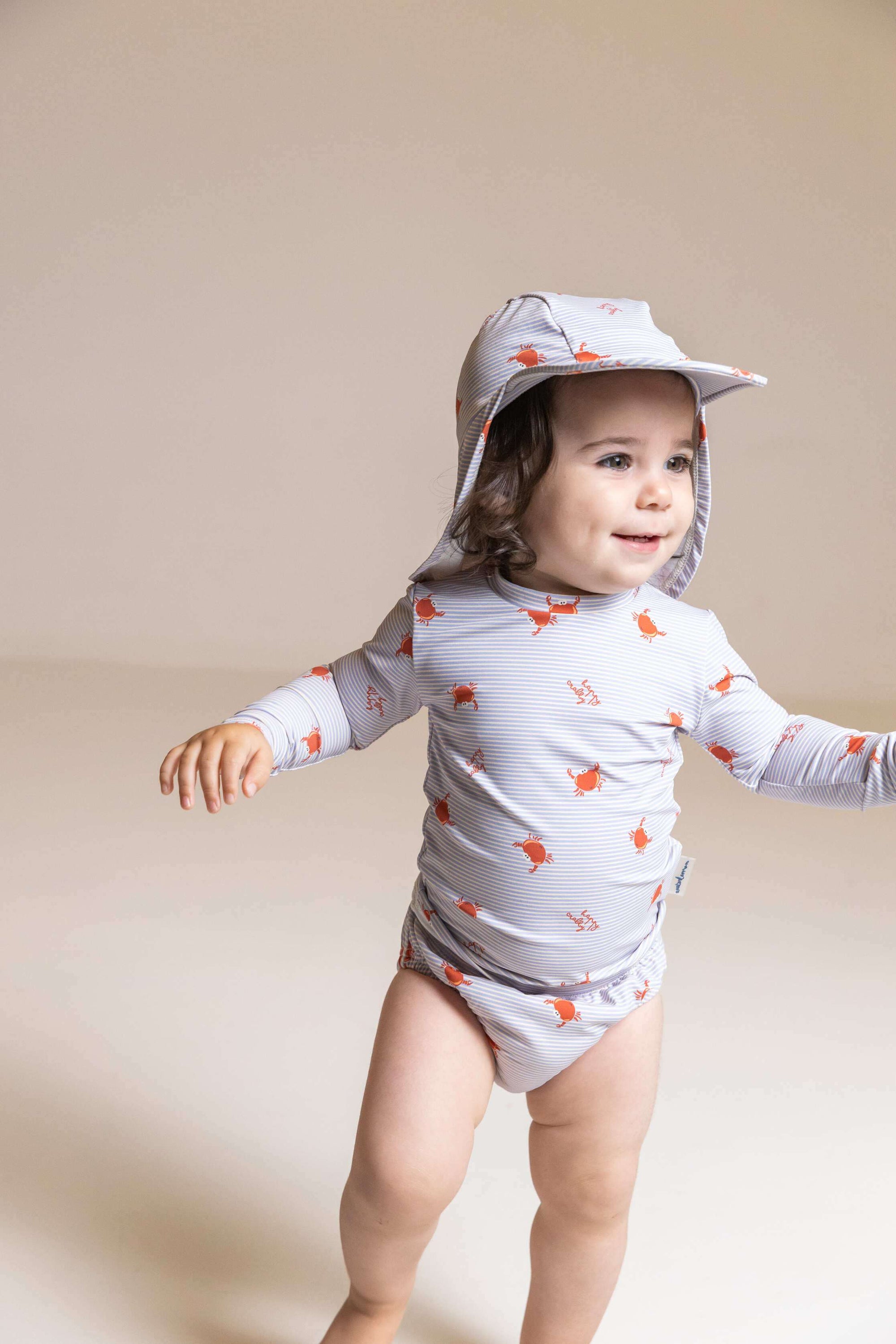 Bañador pañal rayas y cangrejos