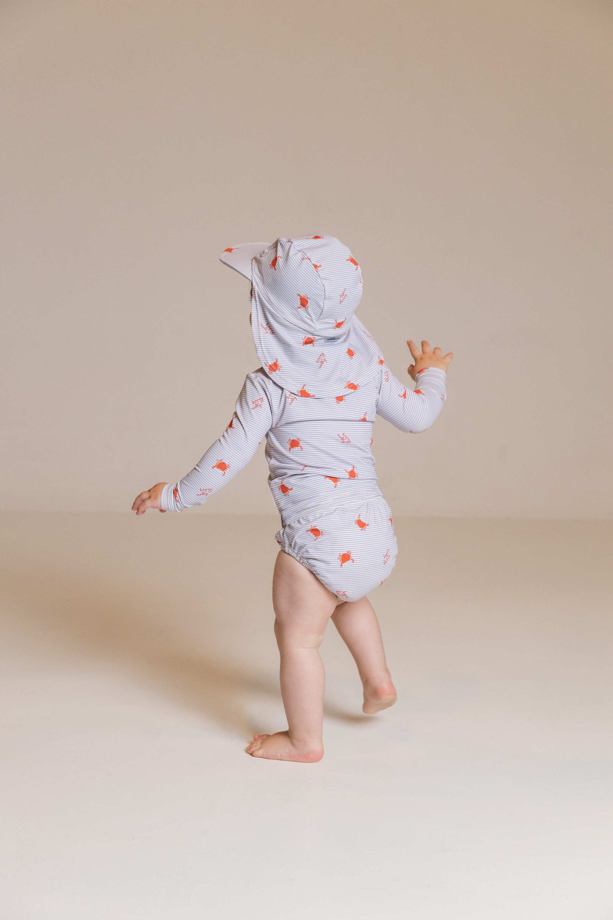 Bañador pañal rayas y cangrejos