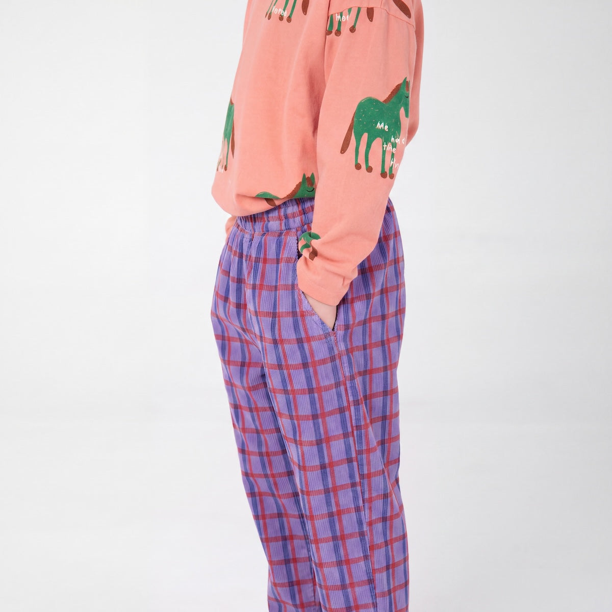 Pantalón Barrel Pana cuadros