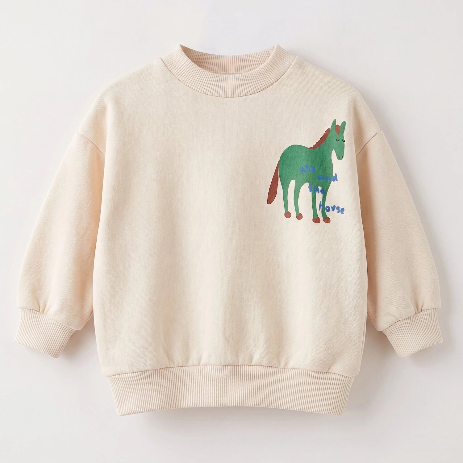 Cream baby sweatshirt with horse