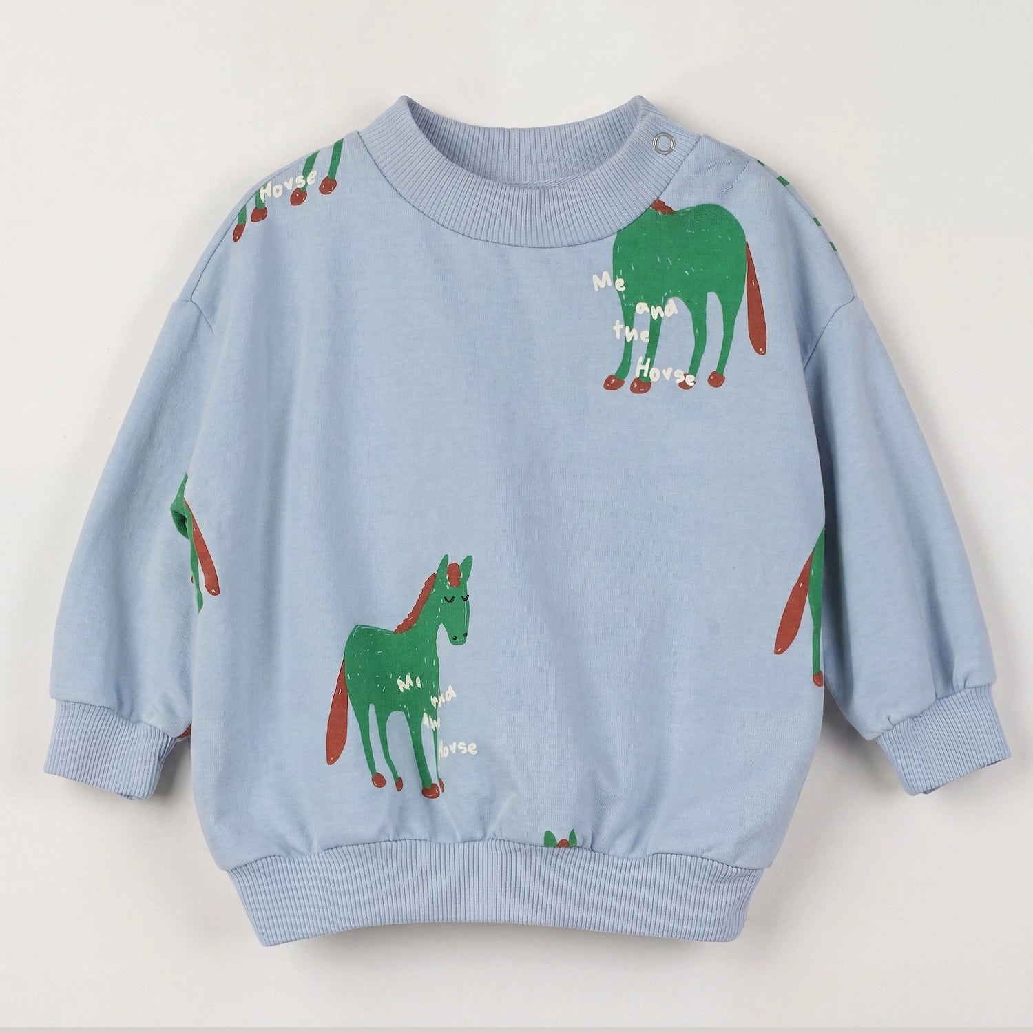 Light blue baby sweatshirt with horse