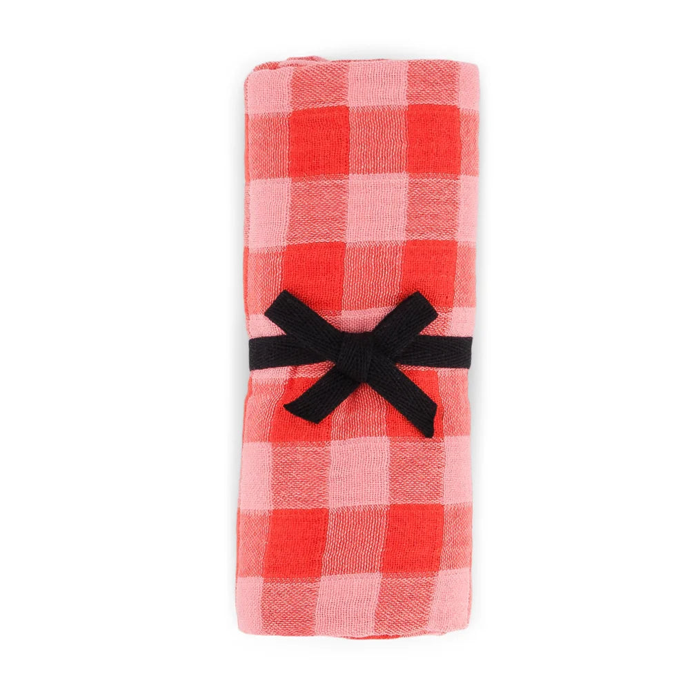Muselina Cuadros Vichy Rojo Rosa