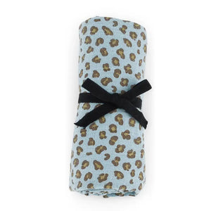 Muselina Leopard Sky Blue