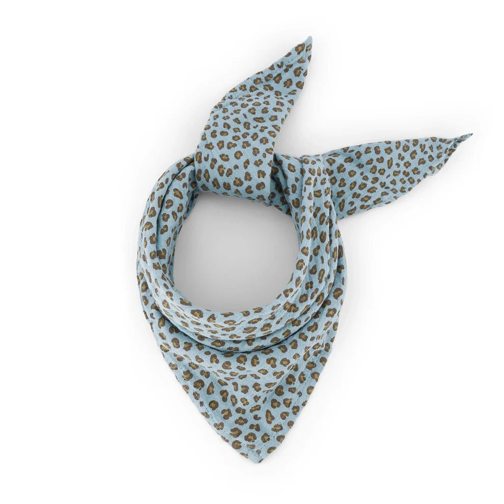 Muselina Leopard Sky Blue