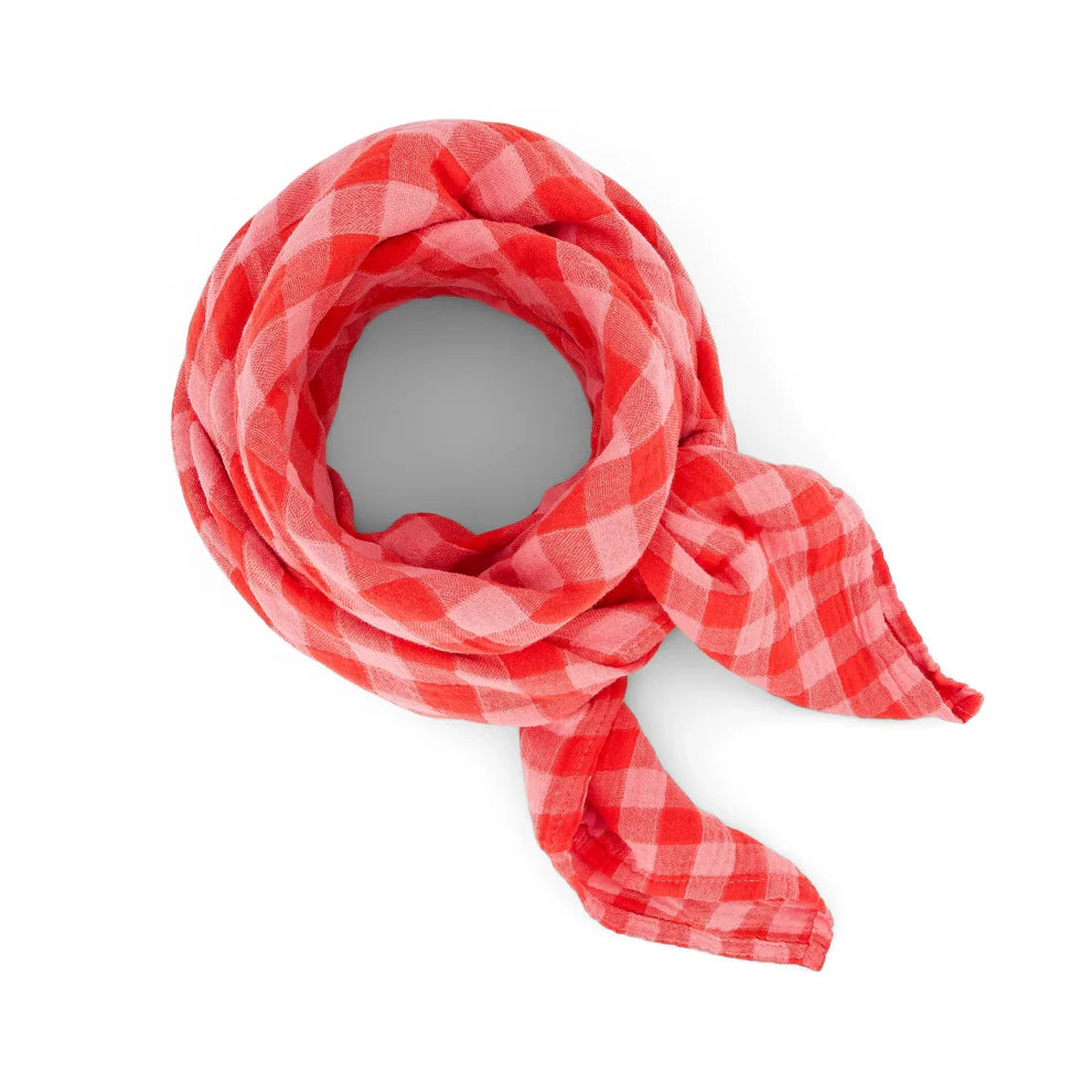 Muselina Cuadros Vichy Rojo Rosa