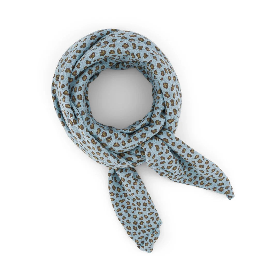 Muselina Leopard Sky Blue