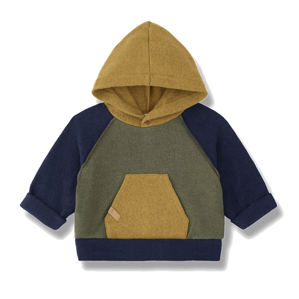 Jersey de punto con capucha verde khaki