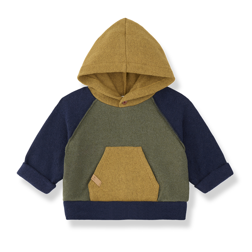 Jersey de punto con capucha verde khaki