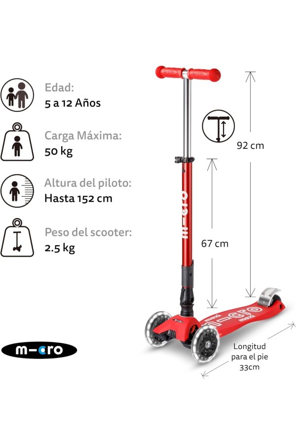 Patinete Maxi Deluxe plegable ROJO