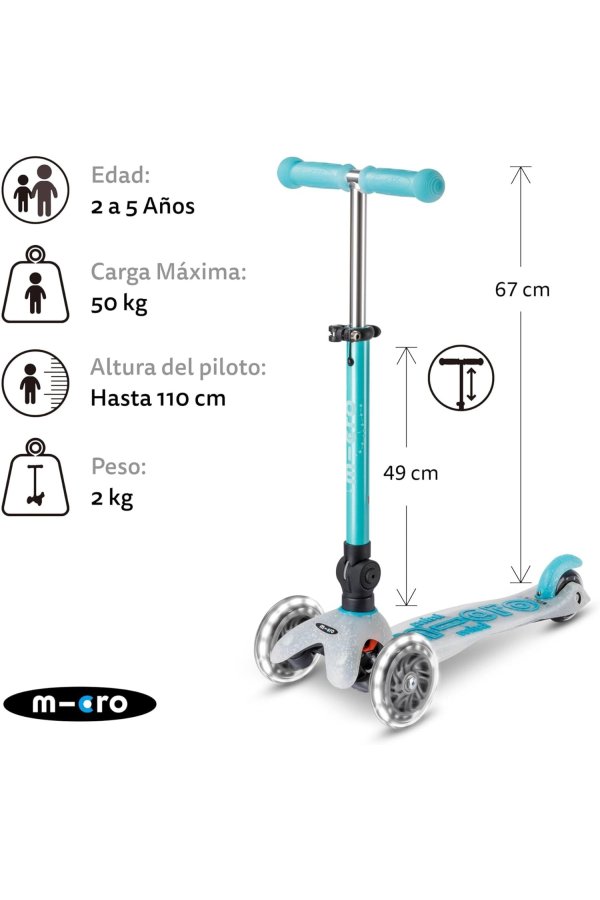 Patinete Mini Deluxe plegable ORION LED azul