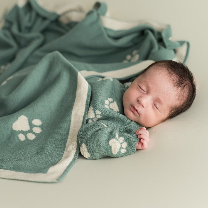 Set Recién Nacido Huellitas Azul