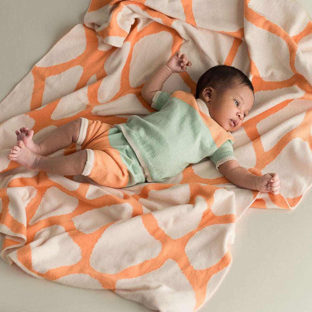 Set Recién Nacido Camiseta y Pantalón Corto – Verde Menta y Naranja | Micu Micu