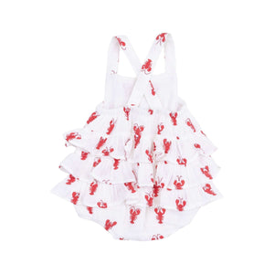 Pelele de muselina con volantes y estampado de langostas