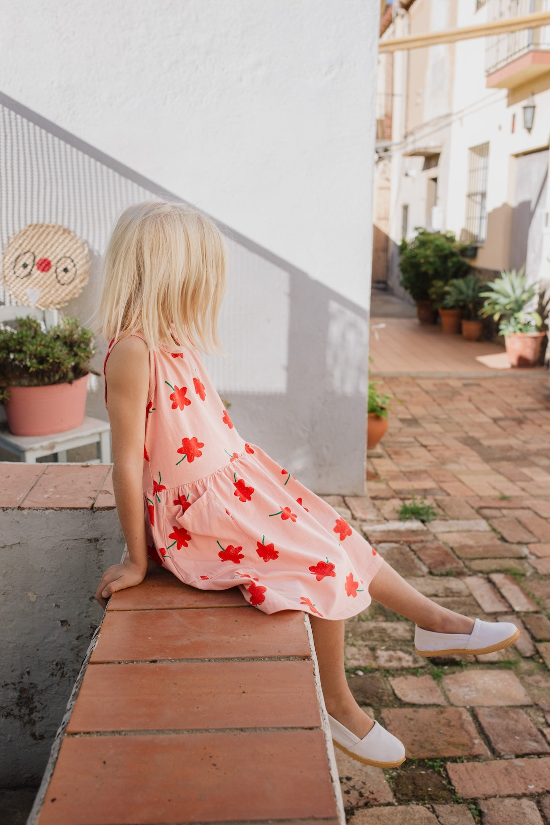 vestido sin mangas poppy rosa